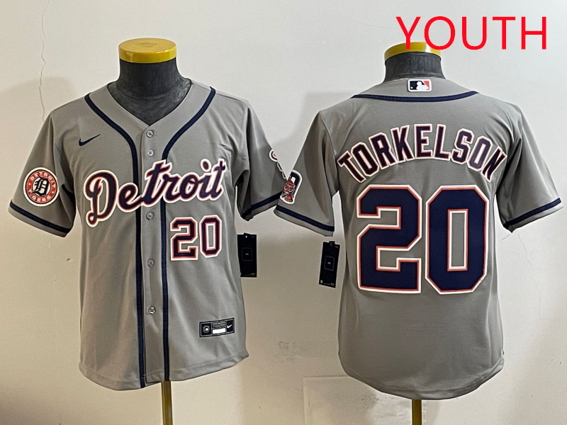 Youth 2025 Detroit Tigers  #20 Torkelson grey Nike MLB jersey style 12